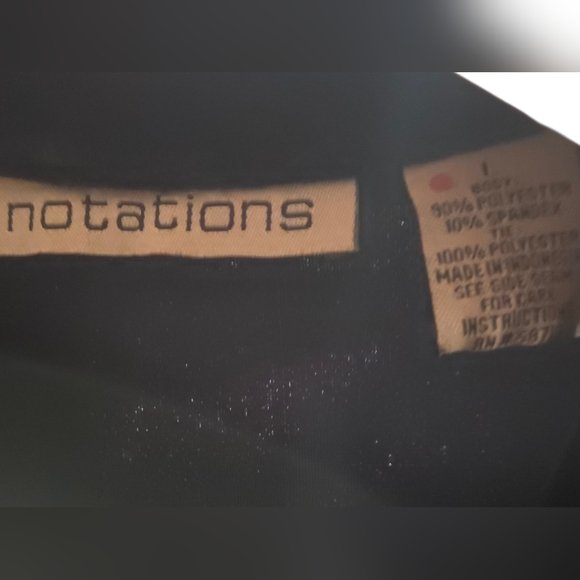 Notations - NEW Black Velour '2-Fer' The Look Of A 2-Piece In One w/Ribbon Tie - Picture 6 of 8